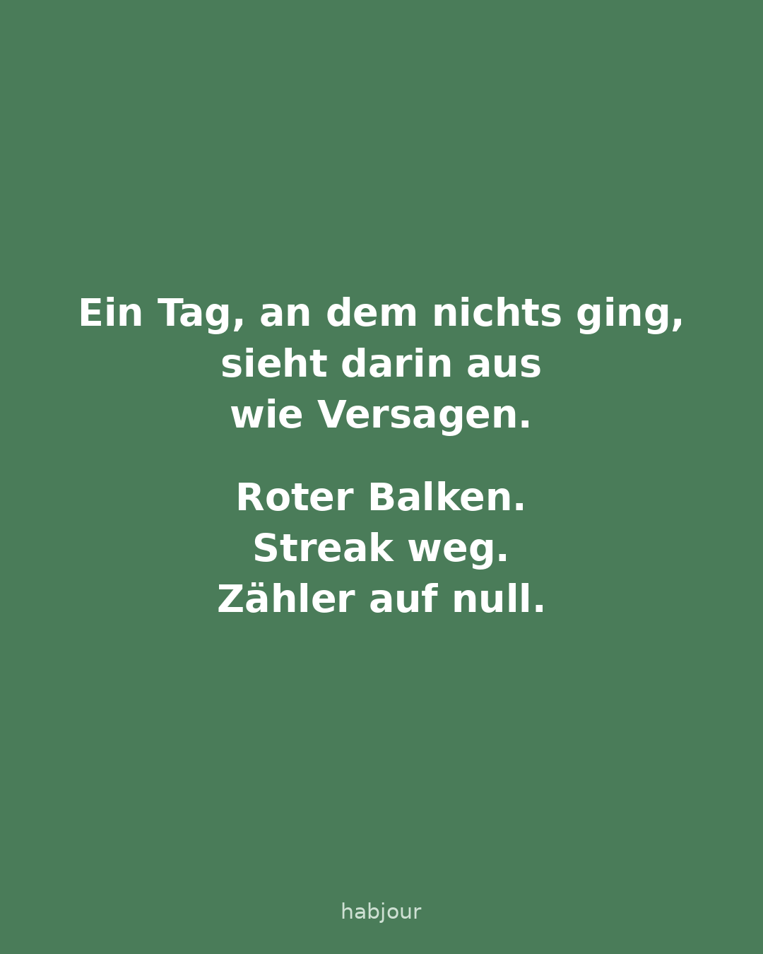 Bild 3 von 4: Ein Tag, an dem nichts ging, sieht darin aus wie Versagen.Roter Balken.Streak weg.Zahler auf null.