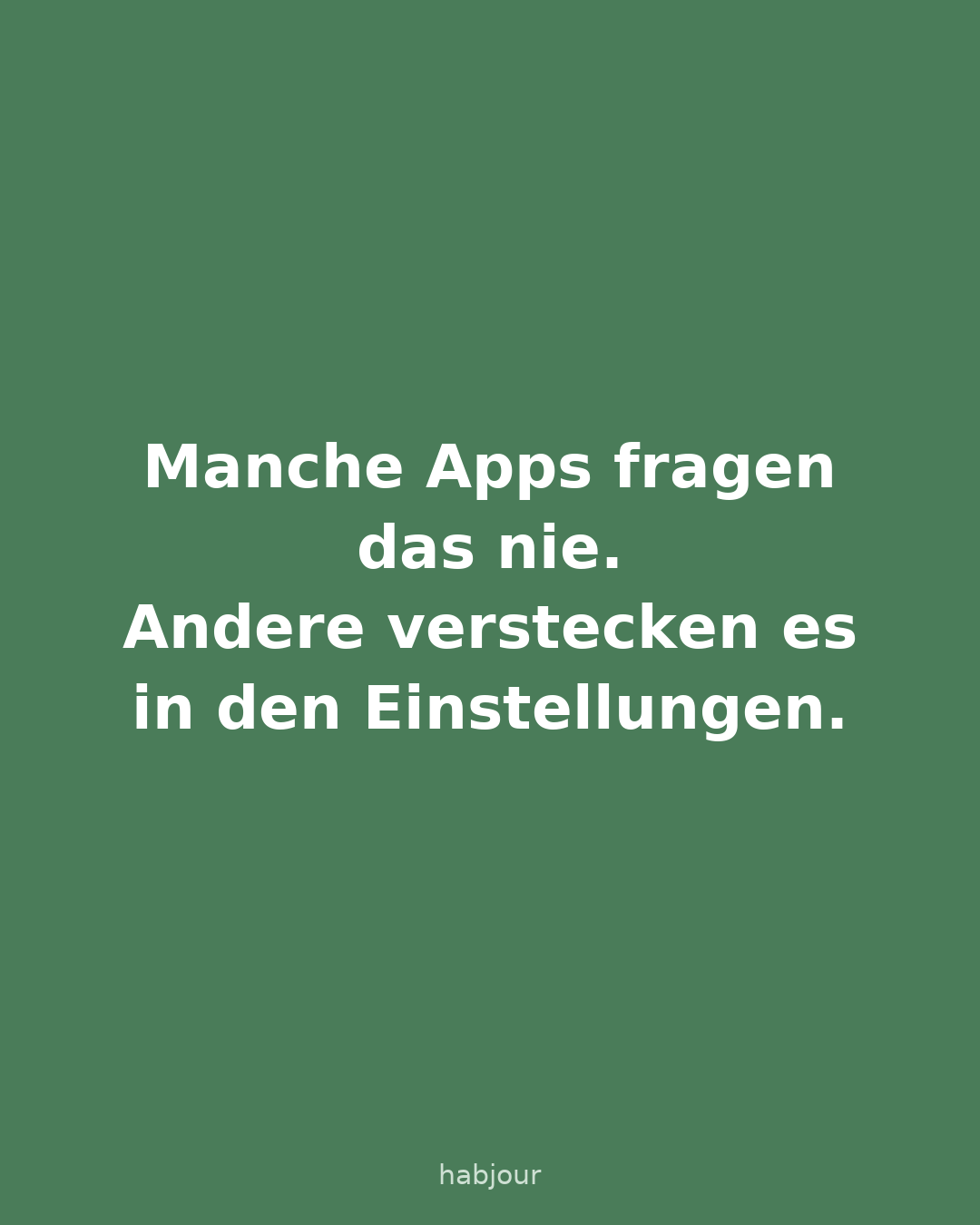 Karte 2 von 8: Manche Apps fragen das nie. Andere verstecken es in den Einstellungen. Karussell zum Thema Zyklus im Onboarding von Habjour.