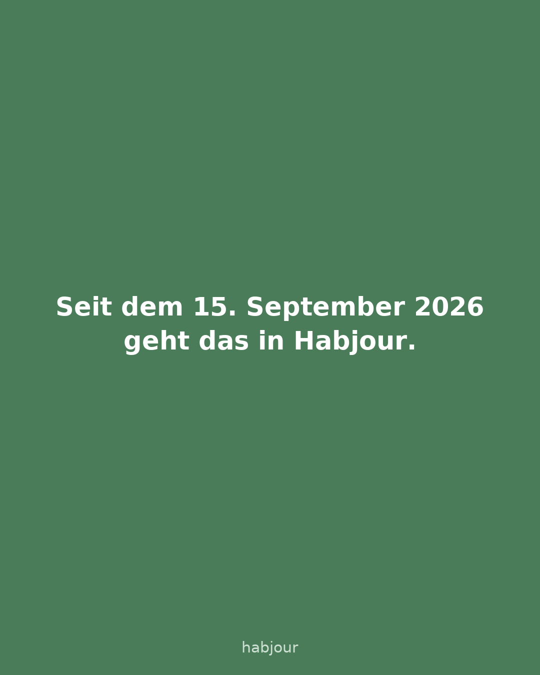 Karte 3 von 6: Seit dem 15. September 2026 geht das in Habjour. Karussell mit sechs Karten.