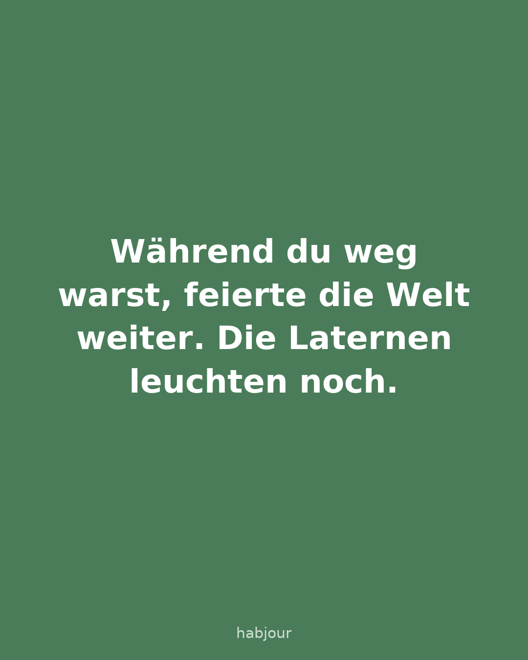 Karte 2 von 4: Während du weg warst, feierte die Welt weiter. Die Laternen leuchten noch. Karussell mit sechs Karten.