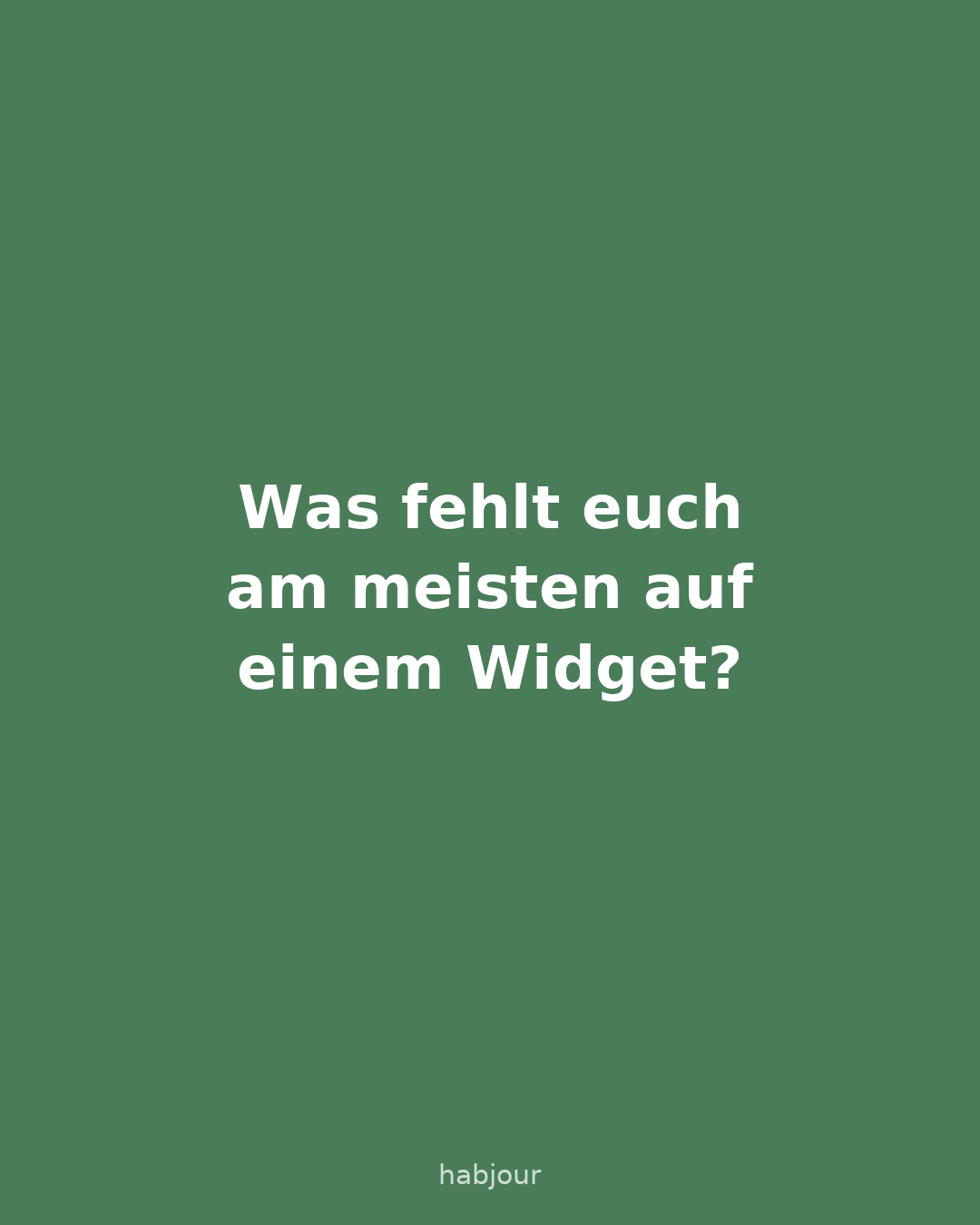 Karte 5 von 5: Was fehlt euch am meisten auf einem Widget?. Fünf Karussell-Karten.