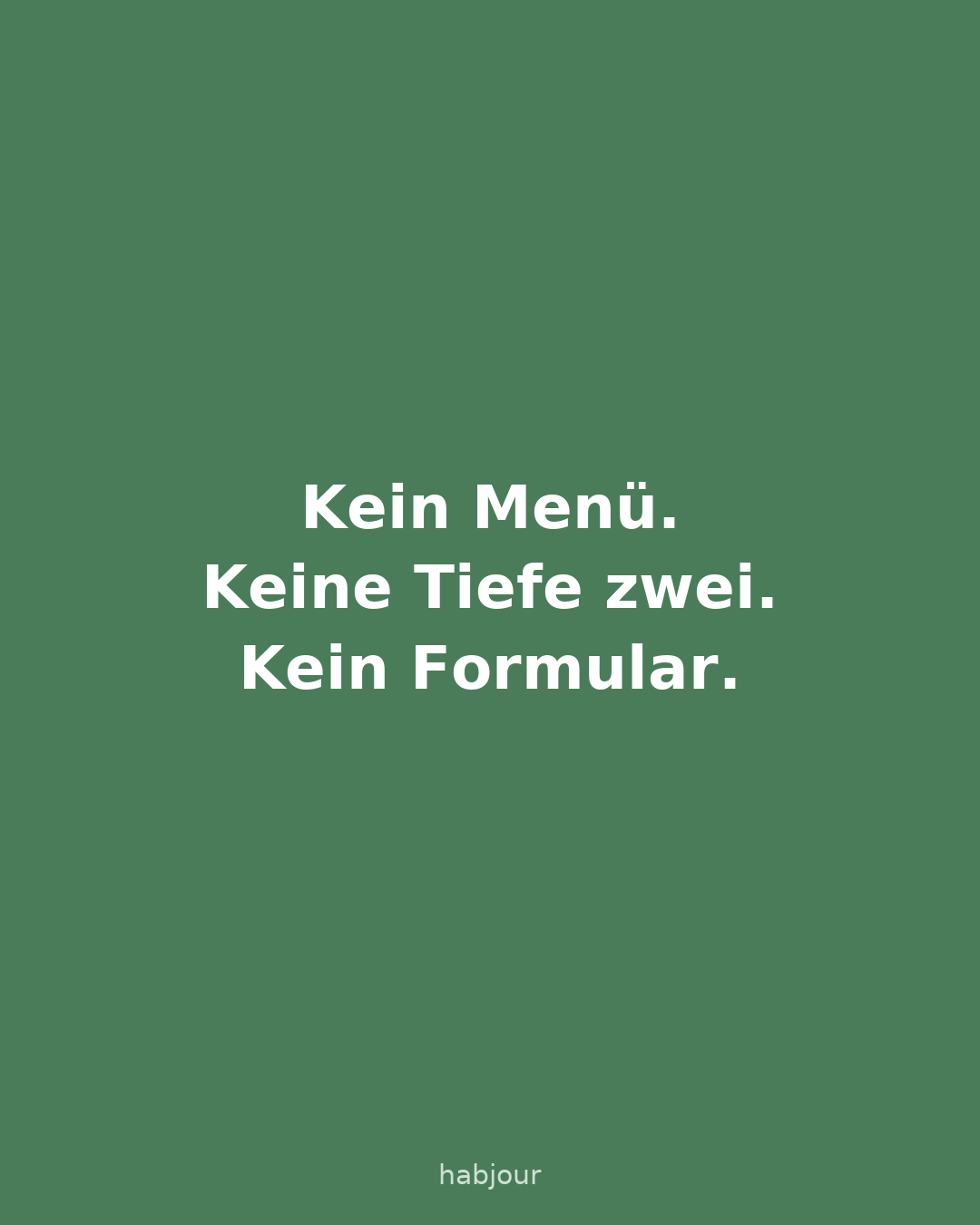Karte 4 von 5: Kein Menü. Keine Tiefe zwei. Kein Formular. Karussell mit fünf Karten.