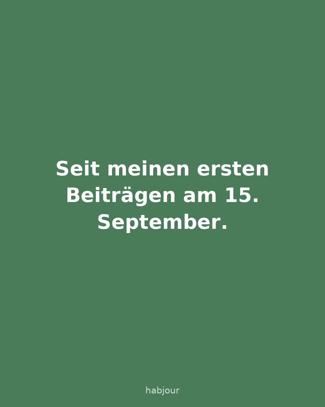 Karte 2 von 6: Seit meinen ersten Beiträgen am 15. September. Sechs Textkarten.