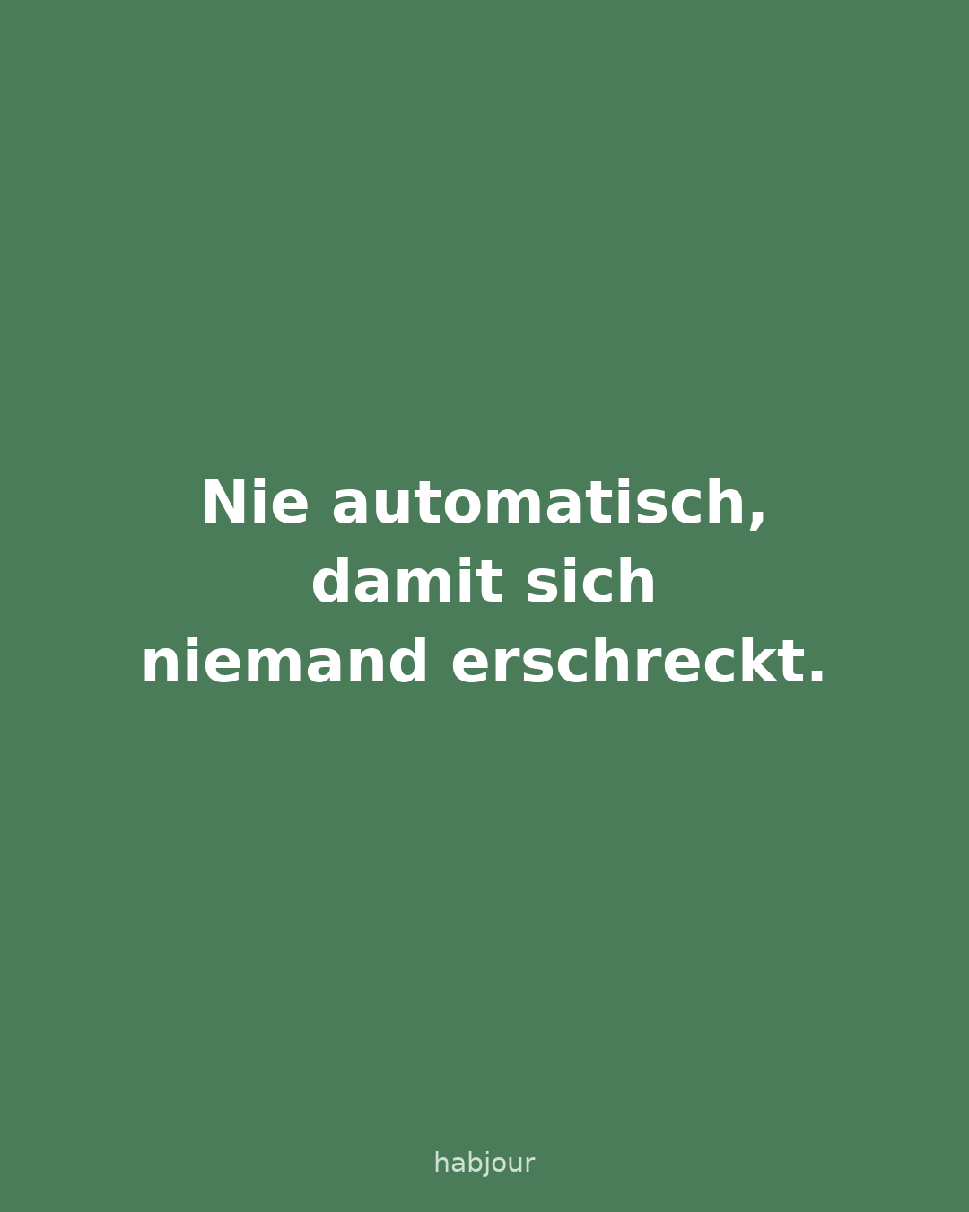 Karte 2 von 6: Nie automatisch, damit sich niemand erschreckt. Sechs Textkarten: Botschaften werden auf Knopfdruck vorgelesen, damit sich niemand erschreckt.