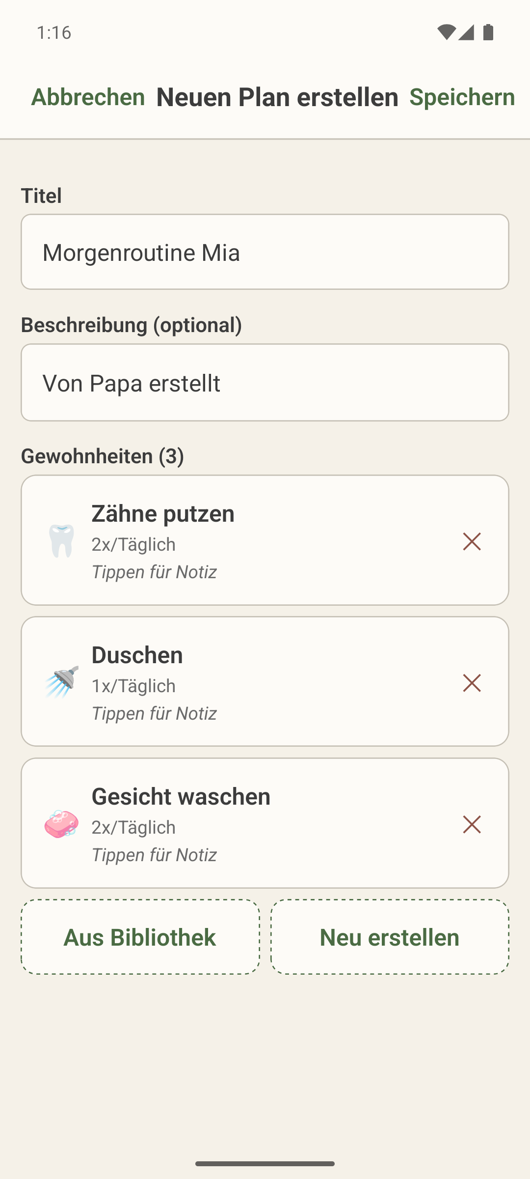 Plan erstellen