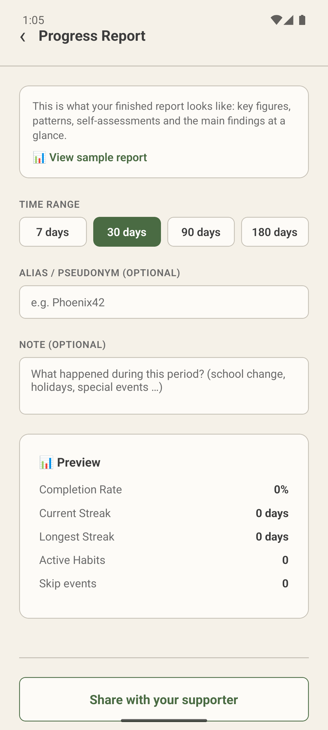 Share progress